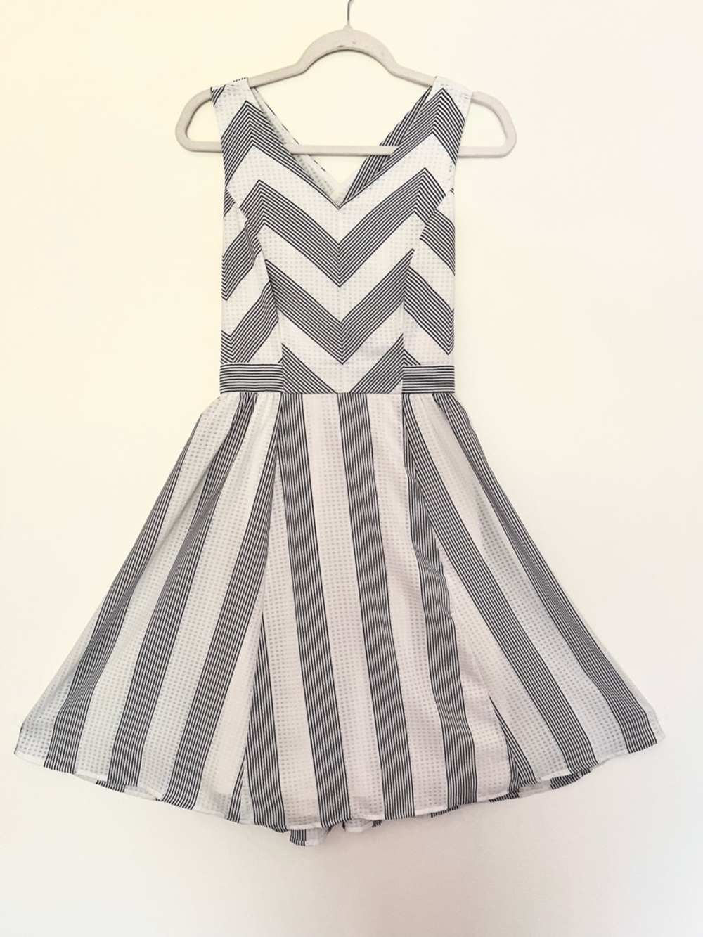 Maurices Black & White Striped Fit-and-Flare Dress XS/S size 3/4